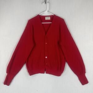 Vintage Jefflinks Lord Jeff Cardigan Golf Sweater Mens XL 100% Dupont Orlo Red